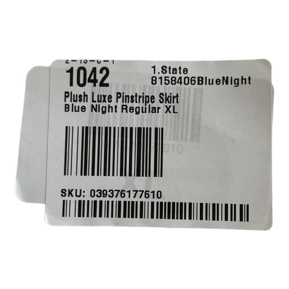 NWT 1.STATE Ruffle Pinstripe Mini Skirt Navy Size XL - Picture 6 of 6